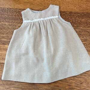 Zara mini beige cotton dress 1-3 months lined soft white ruffle